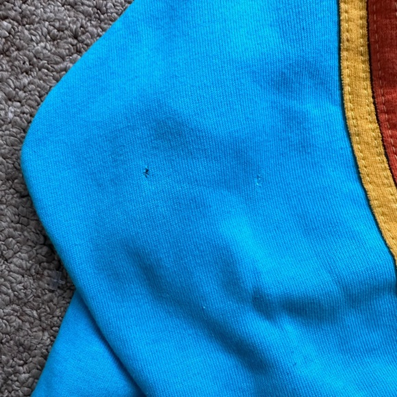 AVIATOR NATION Neon Blue Smiley Embroidered Sweatshirt | Size Medium - Picture 4 of 4